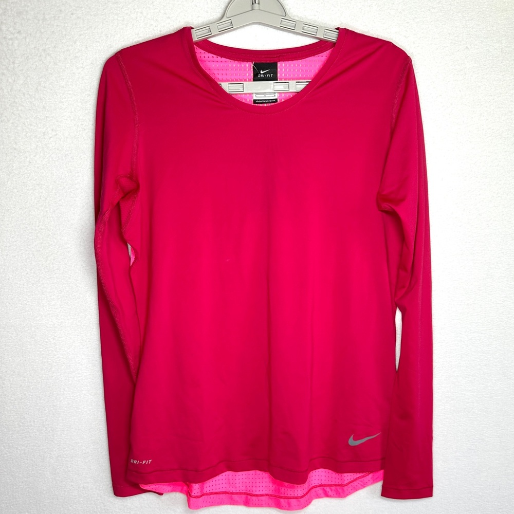 Nike Pro Dri-Fit Top Women's L Pink Magenta Hypercool Base Layer Vented Training